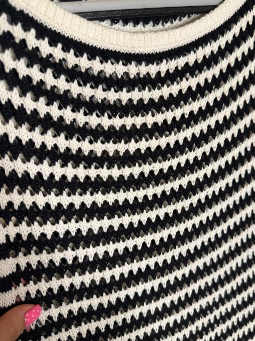 Abercrombie & Fitch Black and White Striped Knit‎ Crochet Maxi Dress